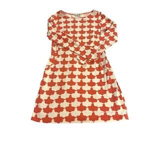 Boden Orange & Cream Scallop Print Long-Sleeve Dress (UK 10R / US 6R)